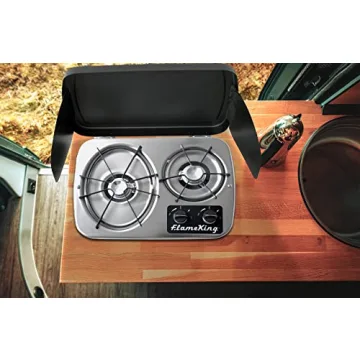 Flame King RV Cooktop - 2-Burner Propane Stove