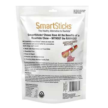 SmartBones SmartSticks With Real Peanut Butter 12 Count, Rawhide-Free Chews For Dogs