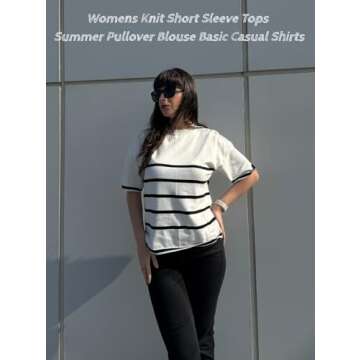 Zeagoo Ladies Short Sleeve Loose Summer Sweater
