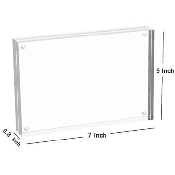 Meetu Acrylic Picture Frame 5x7,Clear Freestanding Double Sided 20mm Thickness Frameless Magnetic Photo Frames Desktop Display with Gift Box Package(5 Pack)