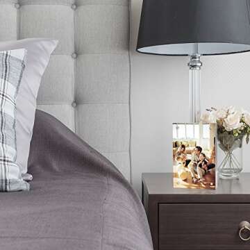 Meetu Acrylic Picture Frame 5x7,Clear Freestanding Double Sided 20mm Thickness Frameless Magnetic Photo Frames Desktop Display with Gift Box Package(5 Pack)