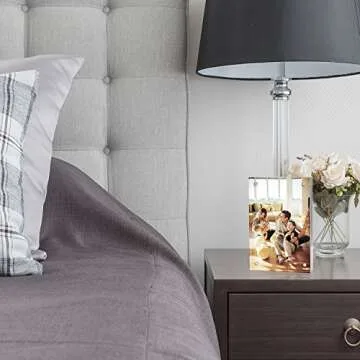 Meetu Acrylic Picture Frame 5x7,Clear Freestanding Double Sided 20mm Thickness Frameless Magnetic Photo Frames Desktop Display with Gift Box Package(5 Pack)