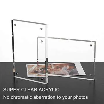 Meetu Acrylic Picture Frame 5x7,Clear Freestanding Double Sided 20mm Thickness Frameless Magnetic Photo Frames Desktop Display with Gift Box Package(5 Pack)