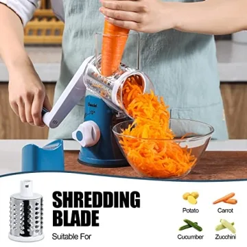 Geedel Rotary Cheese Grater with 3 Blades
