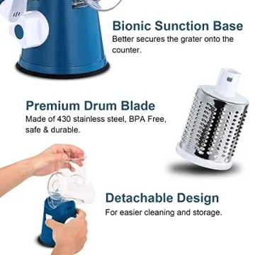 Geedel Rotary Cheese Grater with 3 Blades