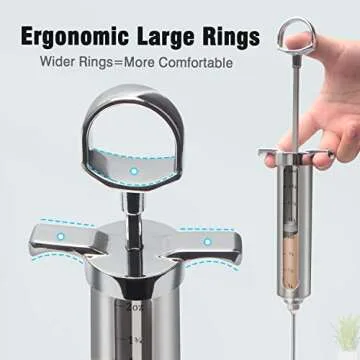 Ofargo Meat Injector Kit for Smoker with 3 Marinade Flavor BBQ Injector Syringe Needles, Injector Marinades for Meats, Turkey, Brisket; 2-oz; Paper and E-Book (PDF) User Manual Included