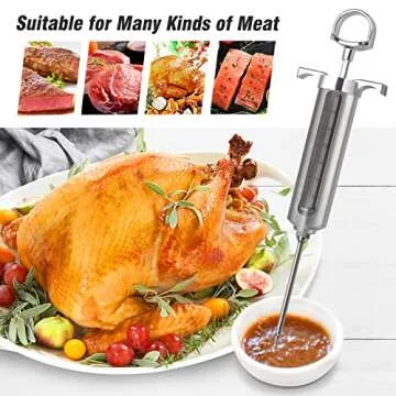 Ofargo Meat Injector Kit for Smoker with 3 Marinade Flavor BBQ Injector Syringe Needles, Injector Marinades for Meats, Turkey, Brisket; 2-oz; Paper and E-Book (PDF) User Manual Included