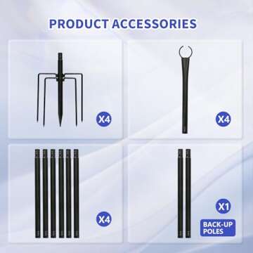 4Pack 9FT String Light Poles for Outside,Electrophoresis Design Waterproof and Rustproof,for Outdoor String Lights Garden,Patio,Wedding,Backyard,Deck,Party - Black