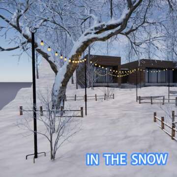 4Pack 9FT String Light Poles for Outside,Electrophoresis Design Waterproof and Rustproof,for Outdoor String Lights Garden,Patio,Wedding,Backyard,Deck,Party - Black