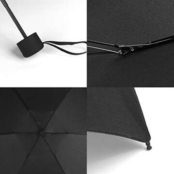 GAOYAING Compact Travel Umbrella with Case Sun&Rain Lightweight Small and Compact Suit for Pocket Black 2 Packs - 34 Inches