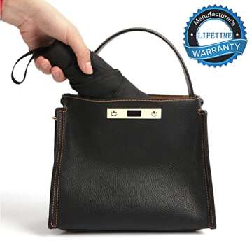 GAOYAING Compact Travel Umbrella with Case Sun&Rain Lightweight Small and Compact Suit for Pocket Black 2 Packs - 34 Inches