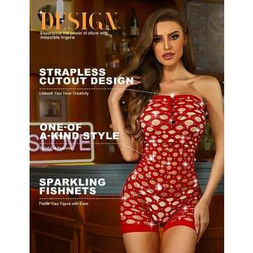 RSLOVE Fishnet Bodysuit with Rhinestones - Sexy Lingerie