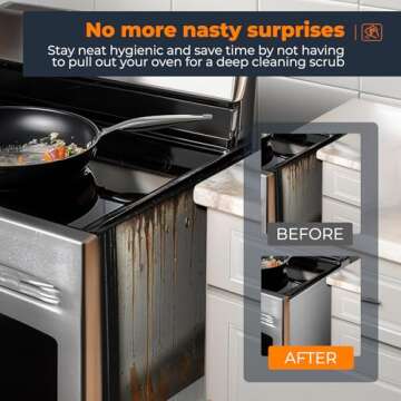 SEVCHY Silicone Stove Gap Covers (2 pack), Heat Resistant Stove Counter Guard Gap Filler Seal the gap between Oven Kitchen Cabinet and Stove Countertop Easy Clean (21 inch, Black)