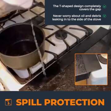 SEVCHY Silicone Stove Gap Covers (2 pack), Heat Resistant Stove Counter Guard Gap Filler Seal the gap between Oven Kitchen Cabinet and Stove Countertop Easy Clean (21 inch, Black)