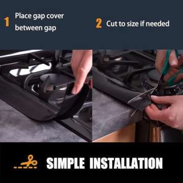SEVCHY Silicone Stove Gap Covers (2 pack), Heat Resistant Stove Counter Guard Gap Filler Seal the gap between Oven Kitchen Cabinet and Stove Countertop Easy Clean (21 inch, Black)
