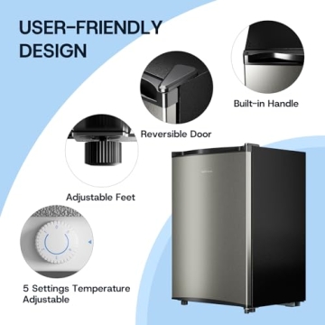 Upstreman 3.0 Cu.ft Mini Freezer with Reversible Door and Fast Cooling