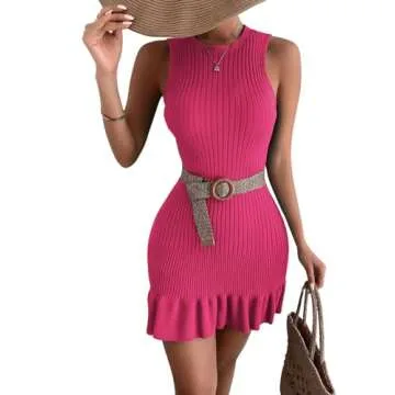 Stylish MakeMeChic Sleeveless Sweater Dress in Hot Pink