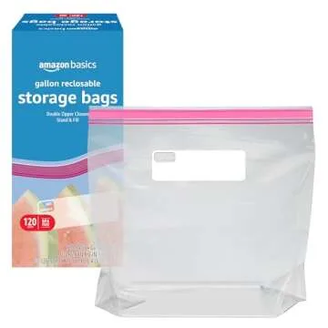 Amazon Basics Gallon Food Storage Bags, 120 Count