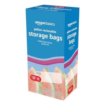 Amazon Basics Gallon Food Storage Bags, 120 Count