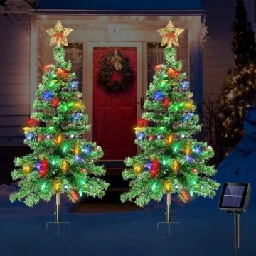 ReyeeInc Solar Christmas Trees: 3.6FT Outdoor LED Decor with 8 Modes