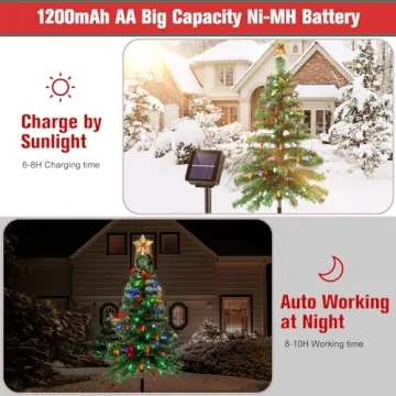 3.6FT Solar Christmas Trees with 100 LEDs 8 Modes Waterproof