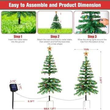 3.6FT Solar Christmas Trees with 100 LEDs 8 Modes Waterproof