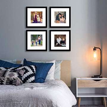 pojah 12x12 Black Picture Frame Set,Square Photo Frame with Mat Display Pictures 8x8 or 12x12 Without Mat,PVC Glass,for Wall Home Office Décor（12x12,Black）