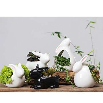 Cute Rabbit Succulent Pot - White Ceramic Plant Holder
