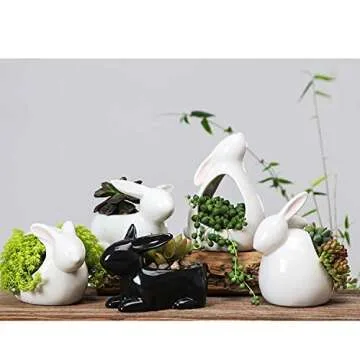 Cute Rabbit Succulent Pot - White Ceramic Plant Holder