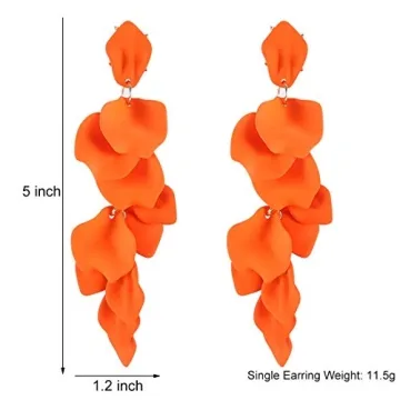 GVUSMIL Acrylic Rose Petal Drop Dangle Earrings Bohemian Resin Square/Oval/Hoop/Flower/Heart Statement Earrings for Women Gifts (Orange)