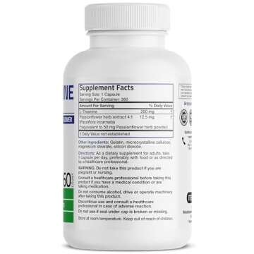 Bronson L-Theanine 200mg with Passion Flower - Stress Relief Supplement, 360 Capsules