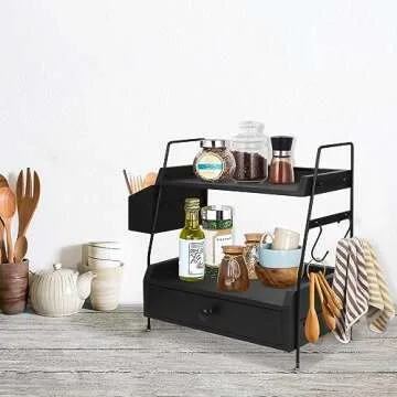 Megsooul Coffee Bar Accessories and Organizer Countertop, Coffee Station Organizer Kitchen Counter Shelf Organizer,Coffee Condiment Storage,Cup Lid Holder Countertop Shelf for Bathroom,Kitchen