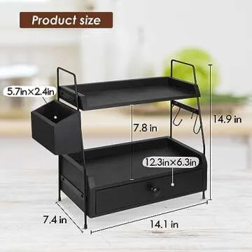 Megsooul Coffee Bar Accessories and Organizer Countertop, Coffee Station Organizer Kitchen Counter Shelf Organizer,Coffee Condiment Storage,Cup Lid Holder Countertop Shelf for Bathroom,Kitchen