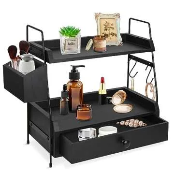 Megsooul Coffee Bar Accessories and Organizer Countertop, Coffee Station Organizer Kitchen Counter Shelf Organizer,Coffee Condiment Storage,Cup Lid Holder Countertop Shelf for Bathroom,Kitchen