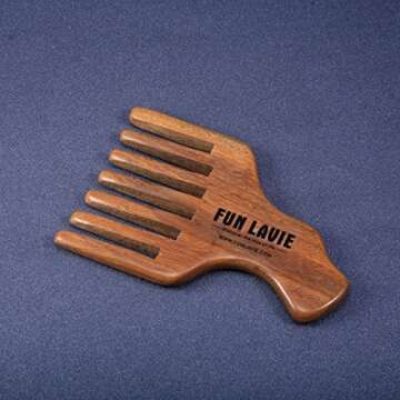 Wide Tooth Comb for Curly Hair - Fun Lavie Sandal Wood
