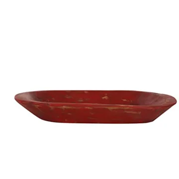 Unique Rustic Wooden Dough Bowl-Batea-Red for Home Decor