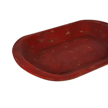 Unique Rustic Wooden Dough Bowl-Batea-Red for Home Decor