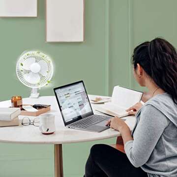 BEYOND BREEZE 6-inch Clip on Fan 2 Quiet Speeds Adjustable Tilt Table Fans with Steel Safety Grill, Ideal For The Home, Office, Dorm