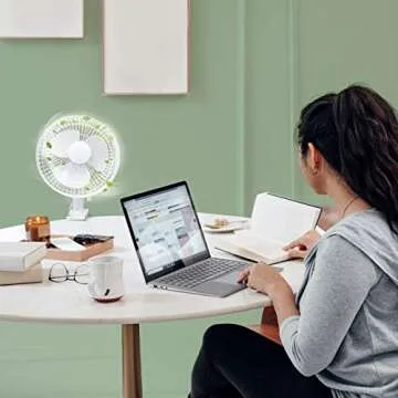 BEYOND BREEZE 6-inch Clip on Fan 2 Quiet Speeds Adjustable Tilt Table Fans with Steel Safety Grill, Ideal For The Home, Office, Dorm