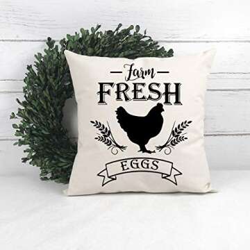 KACOPOL Rustic Farmhouse Quote Pillow Covers Farmhouse Decorative Throw Pillow Case Cushion Cover with Words for Sofa Couch 18" x 18" Set of 4 Farm Sweet Farm, Vintage Truck with Chicken