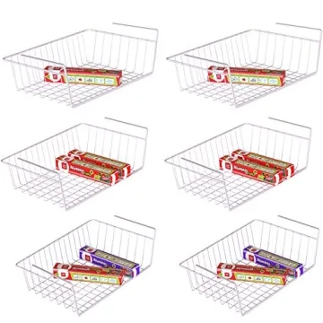iSPECLE Under Shelf Basket - 6 Pack for Extra Kitchen & Laundry Storage