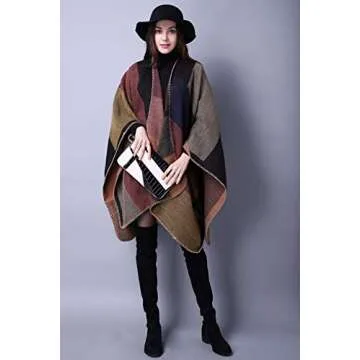 KirGiabo Women's Versatile Poncho Sweater Wrap for All Occasions
