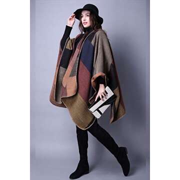 KirGiabo Women's Poncho Sweater Shawl Wraps Cape for Fall Winter,Khaki