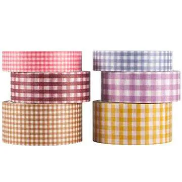 YUBBAEX 6 Rolls Plaid Washi Tape Set Basic Grid Masking Decorative Tapes for Arts, DIY Crafts, Journ...