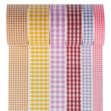YUBBAEX 6 Rolls Plaid Washi Tape Set Basic Grid Masking Decorative Tapes for Arts, DIY Crafts, Journals, Planners, Scrapbooking, Wrapping (Basic Plaid)