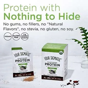 Four Sigmatic Creamy Cacao Superfood Protein Organic Plant-Based Protein with Chaga Mushroom & Ashwagandha | Supports Immune Function & Muscle Repair | Vegan, Gluten-Free, Dairy Free | 10 Count