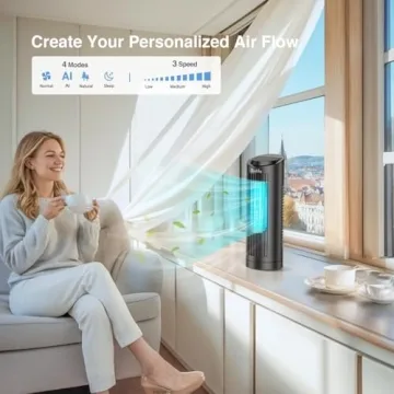 Grelife Bladeless Tower Fan - Compact & Oscillating Cool Air