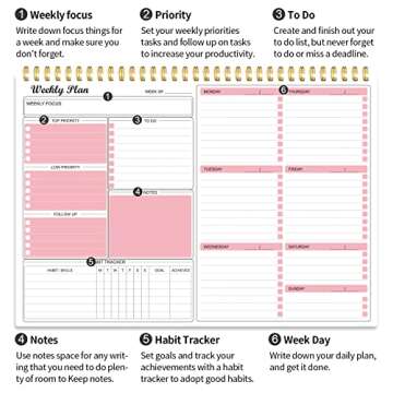 Weekly Planner Notepad Undated Weekly Goals Schedule Planner To Do List Notebook Planning Pad Calendars Organizers Habit Tracker Journal for Man & Women,52 Weeks (8.5x12")