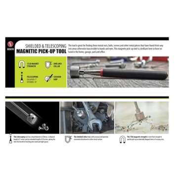 SE 30-inch Telescoping Magnetic Pick-Up Tool, Extendable Magnetic Wand Pickup Tool for Mechanics, Household, Office & Industry, Stainless Steel, Black Handle