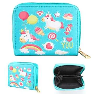 Unicorn Gifts for Girls 4 Pack Unicorn Stuff Girls Gift bags- Unicorn Drawstring Backpack/Rainbow Makeup Bag/Pocket Purse/Unicorn Gift Card